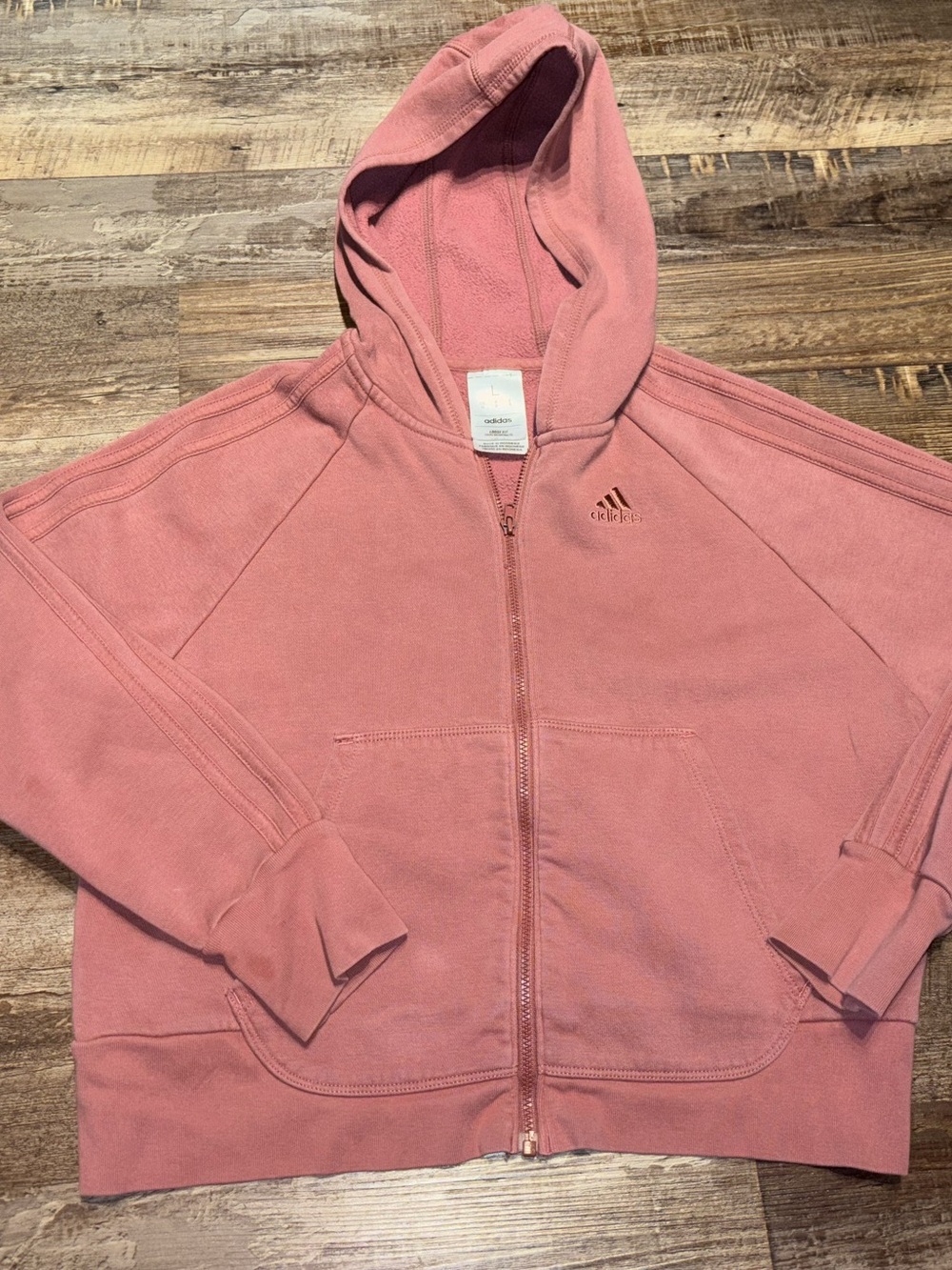adidas Essentials 3-Stripes Full-Zip Fleece Hoodie Zip-Up Hoodie Pink